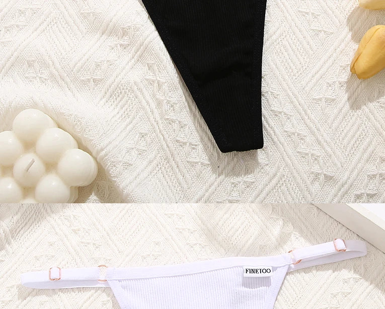 5PCS Women's Panties Cotton Thongs Adjustable Waist Sexy G-String Solid Color Seamless Intimate Female Underpants Lingerie S-XL