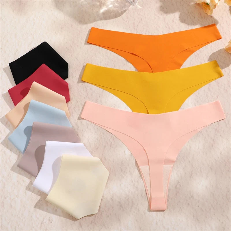 7PCS/Set Seamless Ice Silk Panties Women V-Waist Underwear Sexy Sports Briefs Panties Female Soft Ultra-thin Lingerie G-string