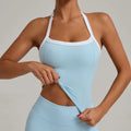 Hanging Neck Top Women Sports Bra Push Up Fitness Yoga Bra Color Blocked Underwear Gym Sport Tops Women Running Vest Bralette