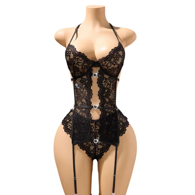 18 Sexy Erotic Lingerie Women Bra And Panty Garters See Through Lingerie Sets Role Play Female Thin Sexy Bras Underwear Set
