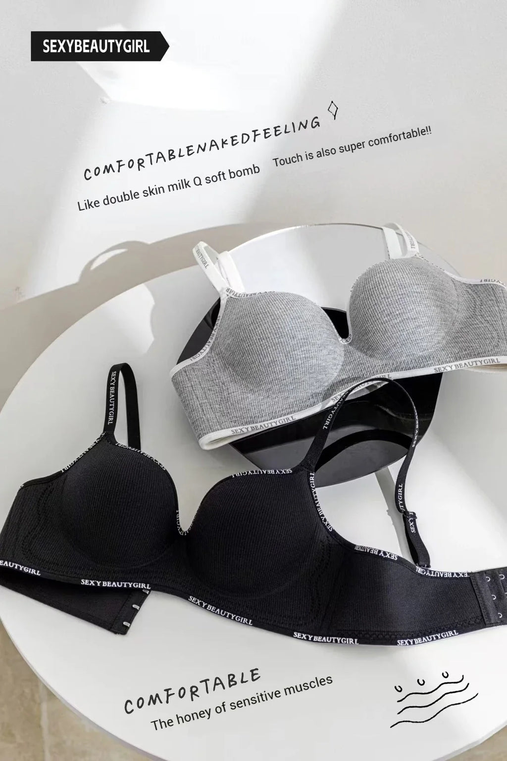 Deep V Knitting Bra Women's Underwear Small Chest Sexy Push Up Lingerie Seamless Bra for Women Bra Thick Bralette 32-38AB