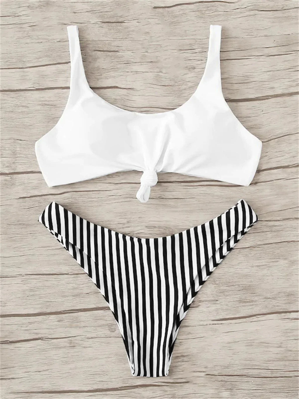 Sexy Micro Bikini 2025 Women Swimsuit Scoop Neck Striped Swimwear Knot Bow Fringe Summer Beachwear Bathing Suit Push Up Biquini