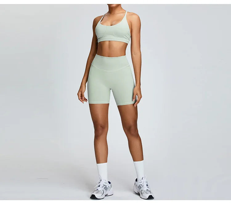Solid Color Cross Back Women Fitness Underwear Sports Bra Running Top Gym Yoga Athletic Tight Workout Jog Soft With Backless Bra