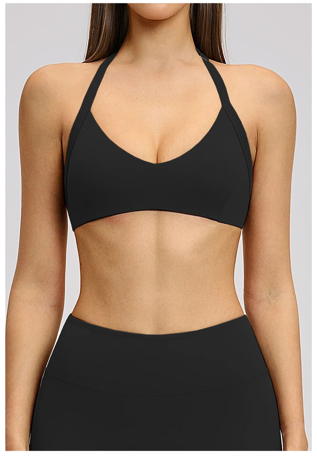 Summer Sports Bra Women Seamless Halter Top Fitness Bra High Support Push-up Open Back Gym wear Running Yoga Workout Underwear