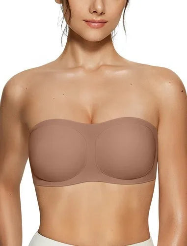 Women's Strapless Bra with Push-up Support Non-slip Bra Comfortable and Breathable Solid Color Bra for Women