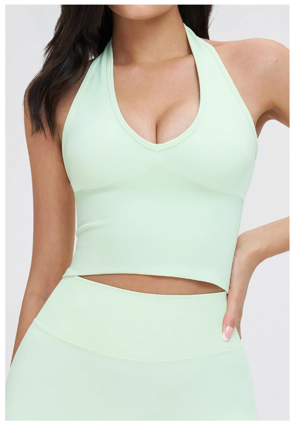 Women Summer Sports Bra Seamless Halter Top High Support Push-up Open Back Gym Bra High-intensity Fitness Yoga Workout Underwear