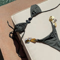 New Bandeau Biquini Sexy Bikini Women Swimsuit 2025 Female Swimwear Shiny Botton Swimming Suit Halter Bodysuit Beach Outfits