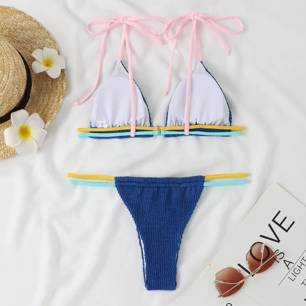 2026 New Fashion Sexy Bikini Solid Swimsuit Women Swimwear Push Up Set Brazilian Bathing Suit Summer Beach Wear Swimming