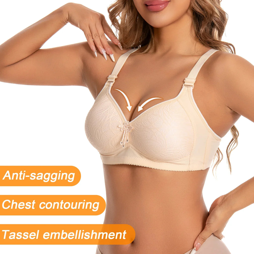 6 Pieces Color Women' Sexy Lace No Wire Bras Plus Size Adjustable Shoulders Strap T-Shirt Bra For Cup A B C D