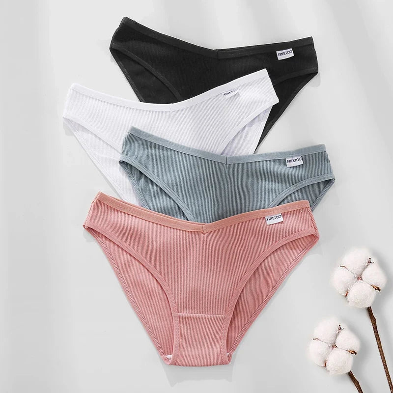 3PCS Women Cotton Panties Female Sexy Intimates Low Rise G-String Thongs Ladies Bikini Girl Solid Color Underwear Soft Lingerie
