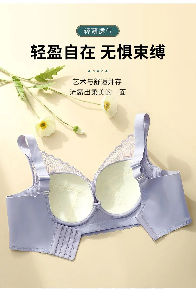 Women's Full Coverage Wire Free Bra Non-Foam Lace Bra Thin Sexy Lace Bra Plus Size 36-46CDE Push Up for Women Thin Latex Bra 46E