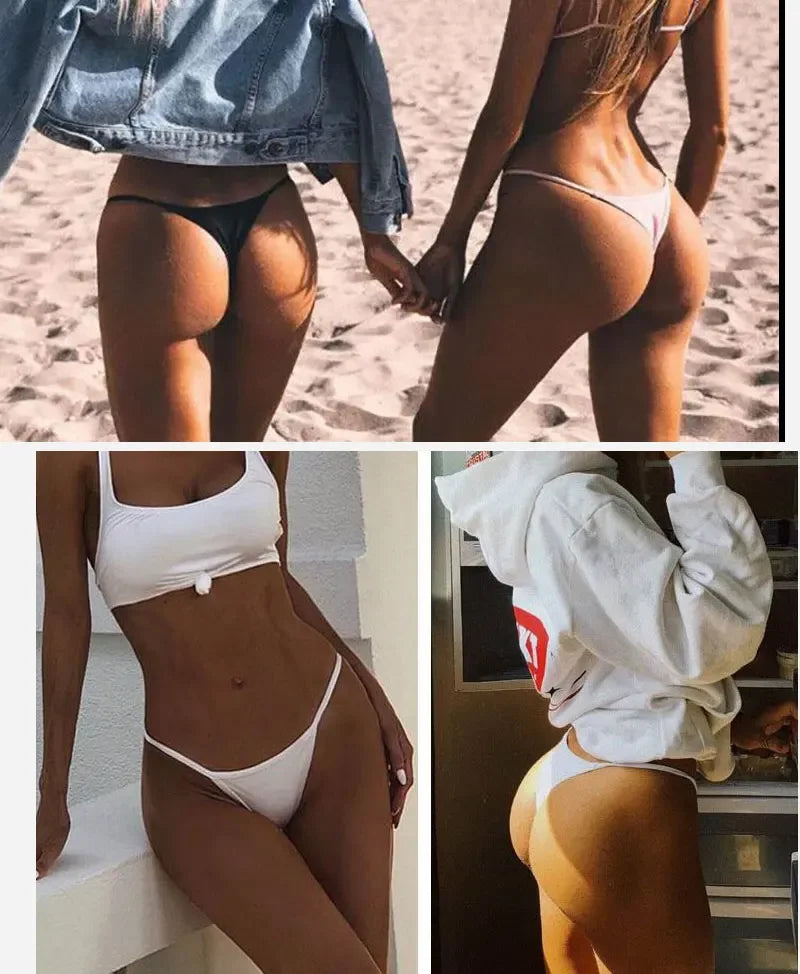 New 3PCS/Set Cotton Bikini Panties Women Sexy Solid Color Low Waist Thongs Female Breathable G-String Underwear Comfort Lingerie