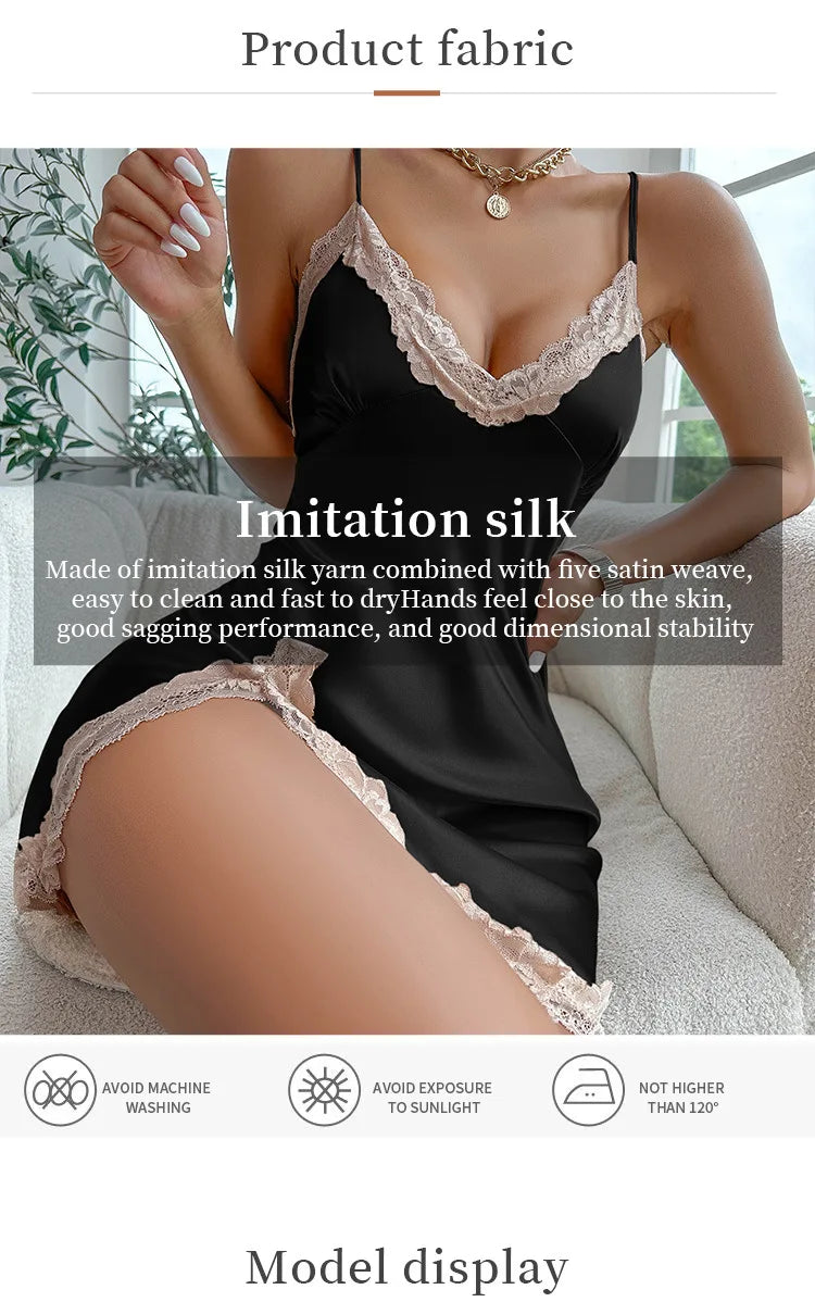 Ice Silk Night Dress Feminine Backless Suspender Skirt Summer New Short Skirt Thin Breathable Large Size Nightgown Pajamas Set