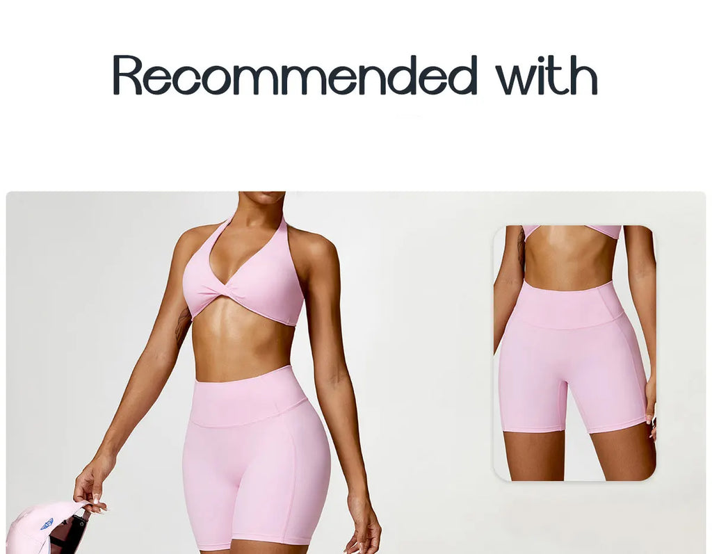 Women's Nylon Sports Bra Halter Sports Underwear Front Twist Naked Feel Sexy Yoga Gym Push Up Workout Padded Bralette Bathsuit