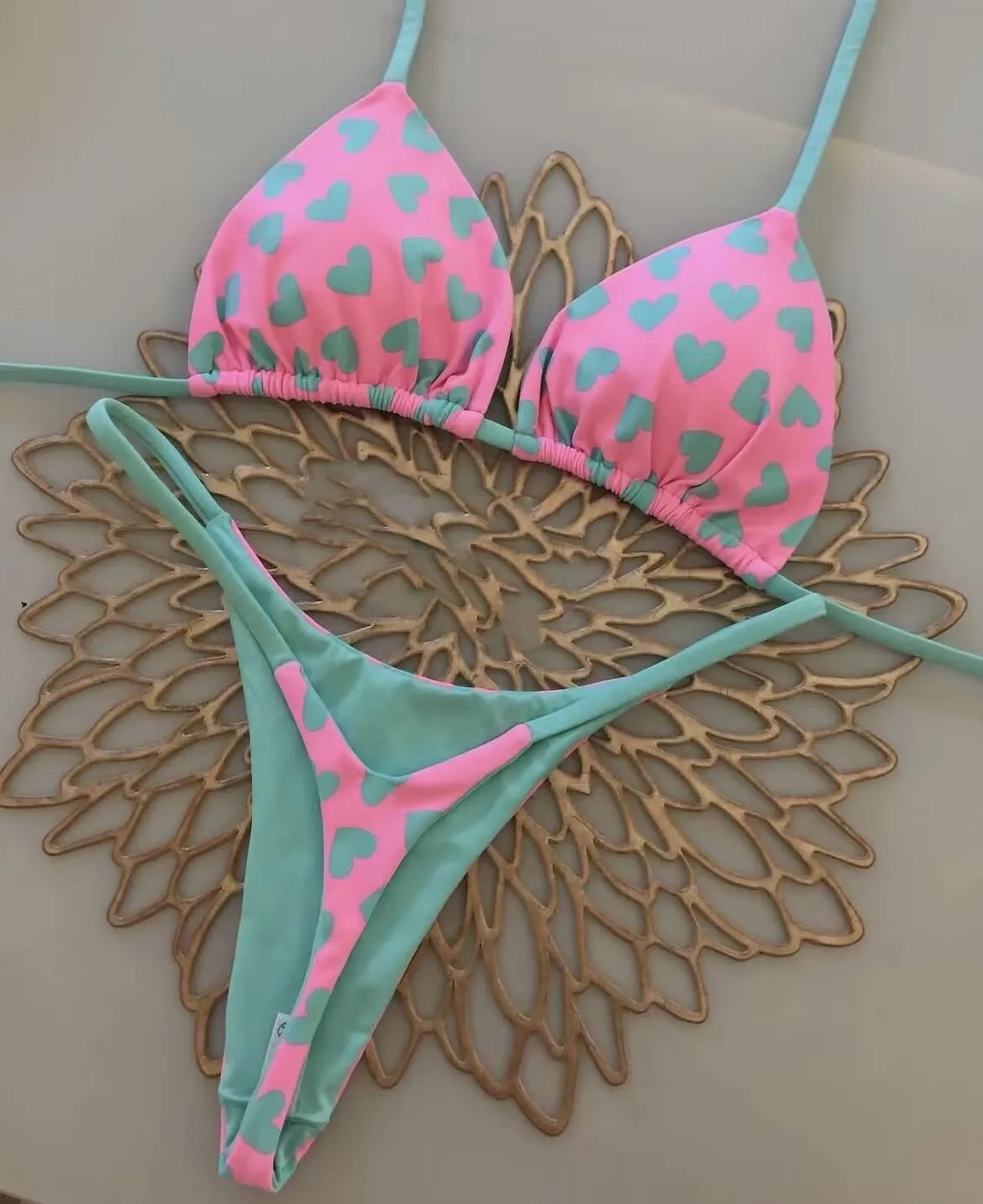 2026 Swimwear Women Cute  Cherry Print Brazilian Thong Bikini Set Sexy Thong Swimsuit Two Pieces Bathing Suit Women Beach Wear