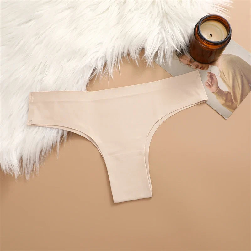 3PCS Seamless Maillard Panties Ultra-thin Brazilian panties Women Ice Silk Underwear Sexy Panty Low Waist G-string Female Solid