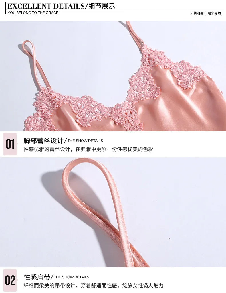 100% Pure Silk Pajamas for Women Mulberry Silk Sexy Silk Suspenders for Women Sexy Nightwear Women's Nightie Sleepwear