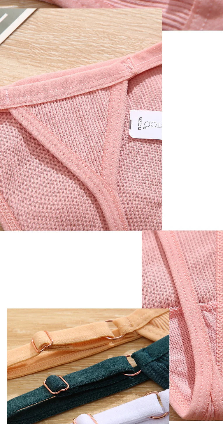5PCS Women's Panties Cotton Thongs Adjustable Waist Sexy G-String Solid Color Seamless Intimate Female Underpants Lingerie S-XL