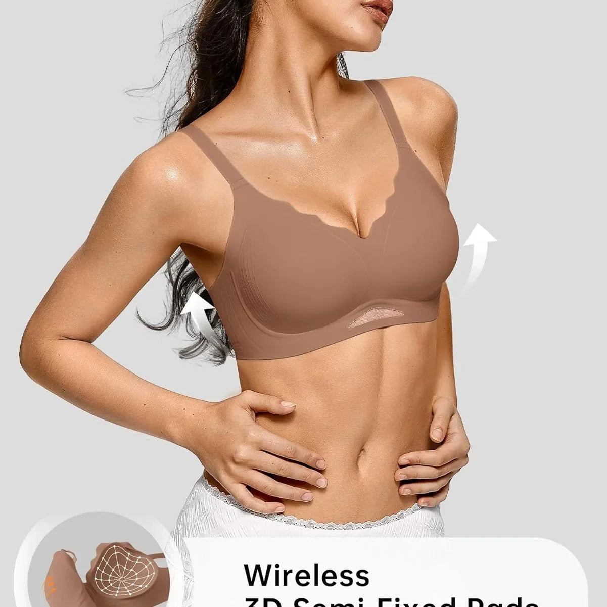Women’s Wireless Bras Scalloped Push Up Bralettes No Und Full Cup Thin Mold Comfortable and Breathable Seamless Bra Sostén