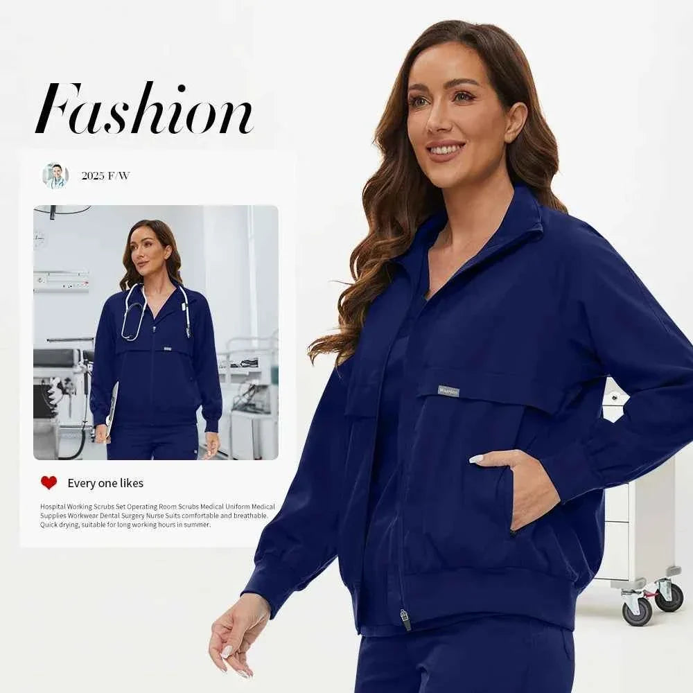 Niaahinn Long Sleeve Nursing Scrubs Jacket