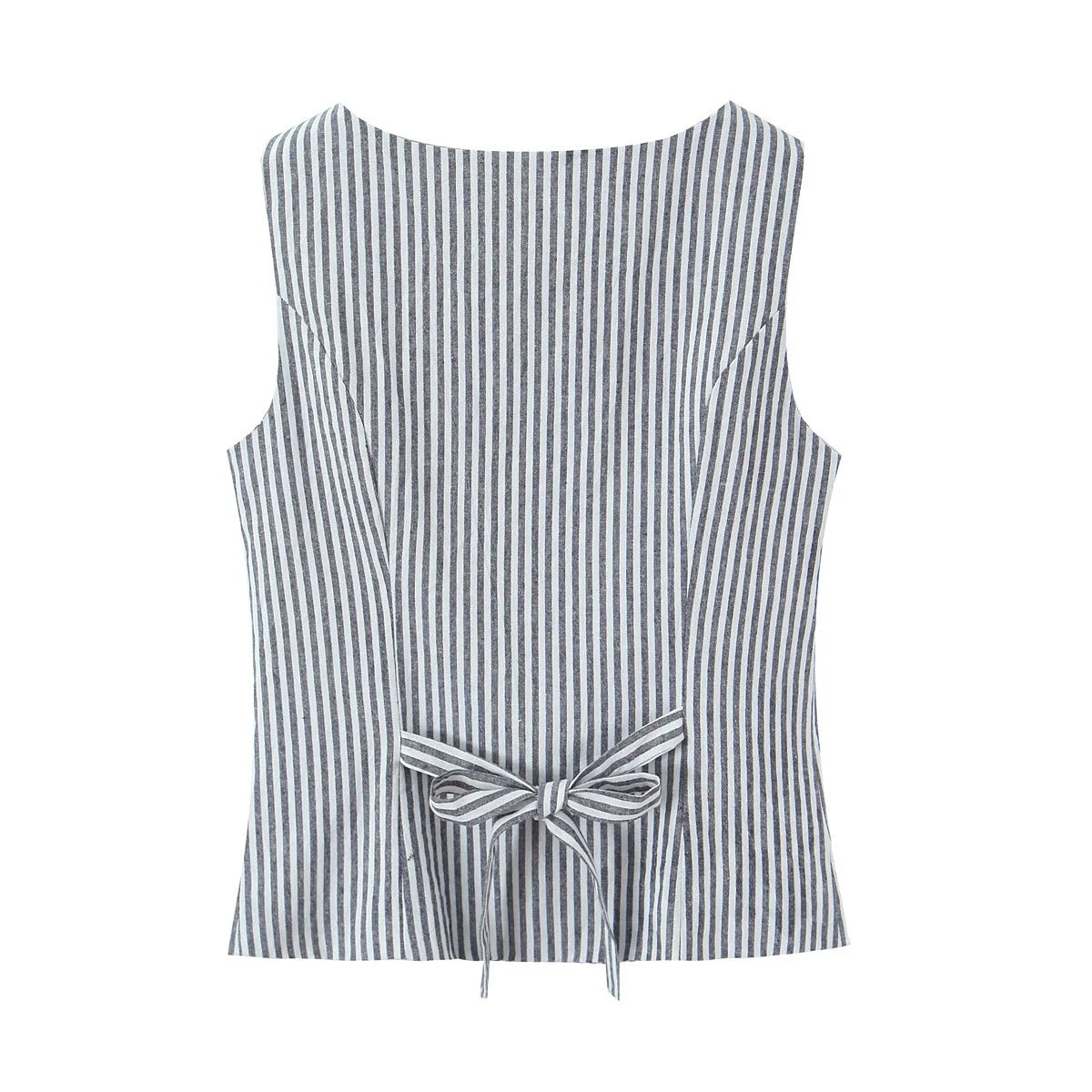 New French Striped Old Money Style Waist-Slimming Sleeveless Vest Top Small Tank Top For Woman Charming Casual Elegant BXUR