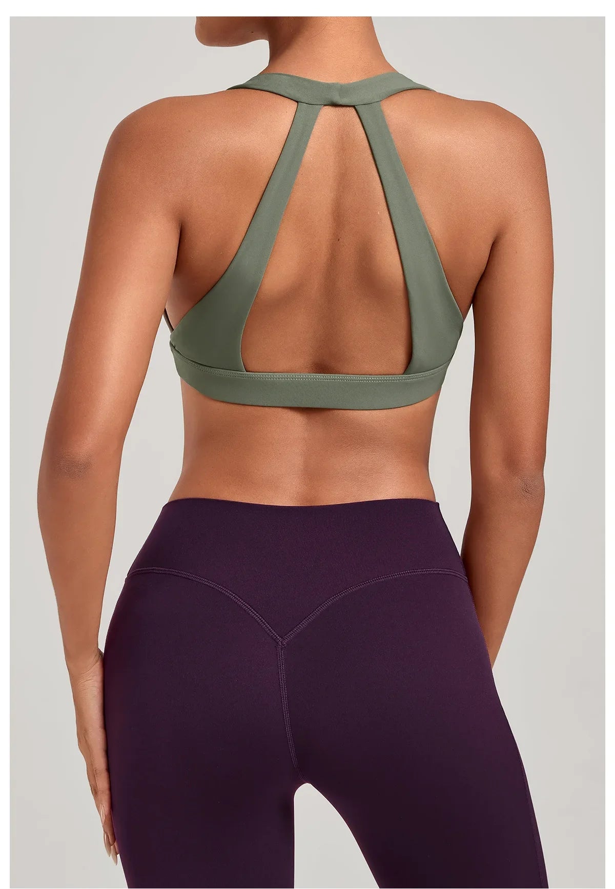 Sports Bra Gathered Neck Hanging Style Backless Tight Yoga Bra Women's Top Fitness Outdoorsports Pilates Training Gym Workout