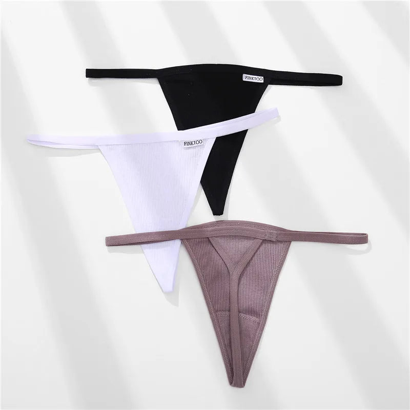 3Pcs/set Cotton Thongs M-XL Sexy Bikini Panties Women T-Back Underpants Girls Low Waist G-string Underwear Female Lingerie 2022
