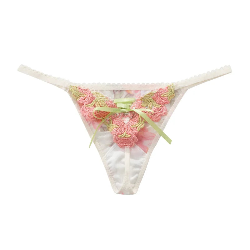 Lace Rose Sexy Thong Women Panties Girls Briefs Flower Seamless G String Underwear Low Waist Female Lingerie Intimates