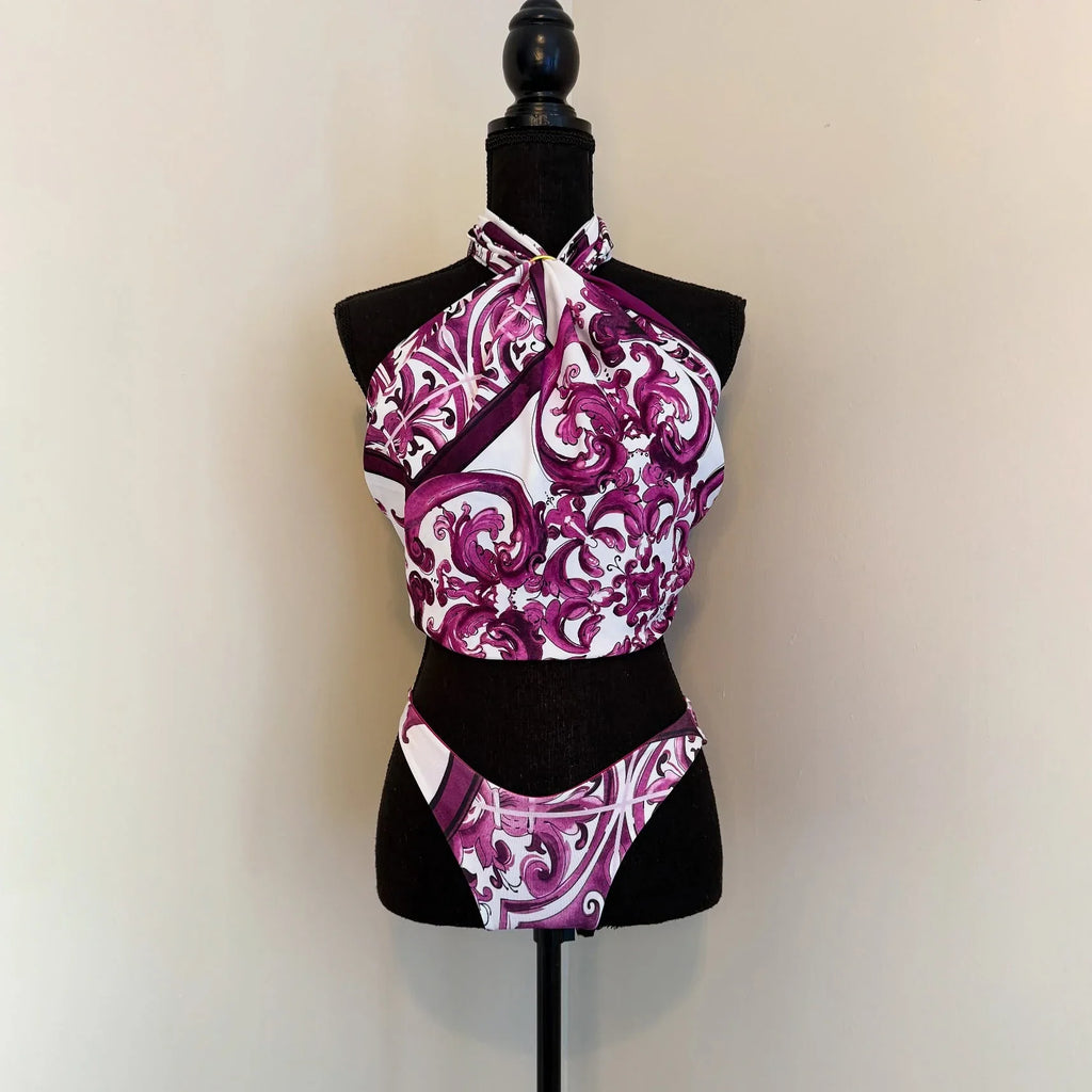Classic Printed Bikini 2026 Bandeau Biquini Women Sexy Swimsuit Push Up Swimwear Female Swim Suit Halter Bathingsuit Beachwear