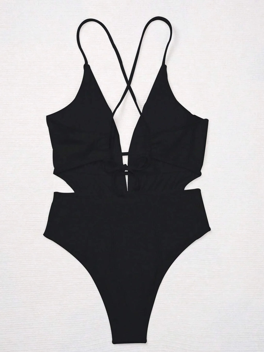 One Piece Swimsuit Women's Monokini Deep V Neck Hollow Out Backless Swimwear 2025 Criss Cross Bathing Suit High Waist Bikini
