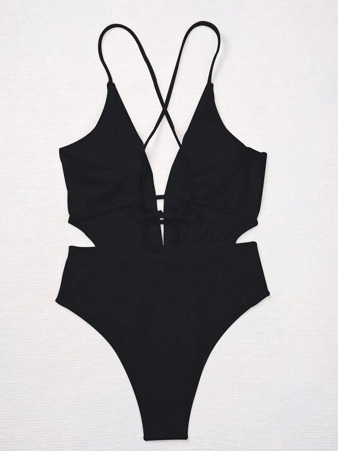 One Piece Swimsuit Women's Monokini Deep V Neck Hollow Out Backless Swimwear 2025 Criss Cross Bathing Suit High Waist Bikini