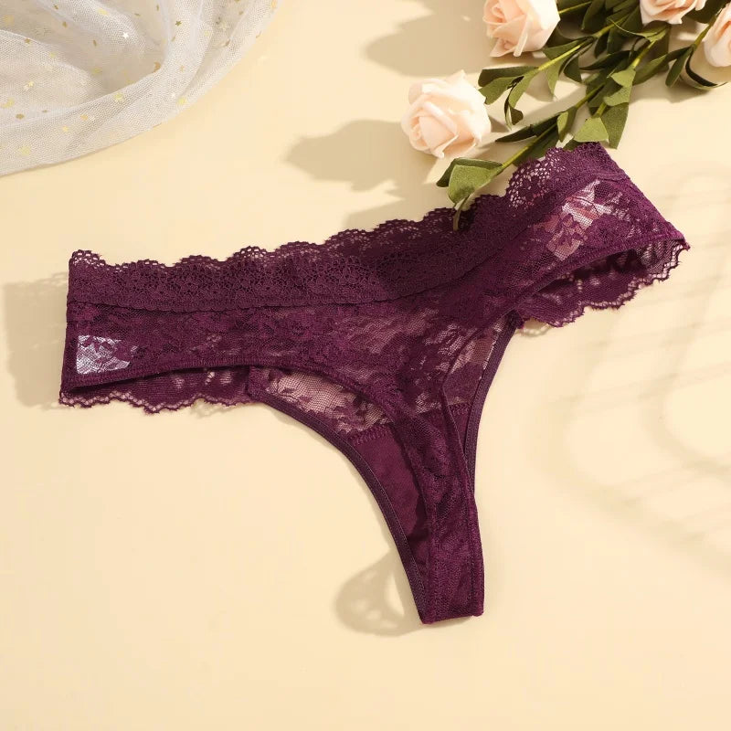3Pcs Lace Sexy Thongs Women Low-Rise Briefs Sexy Soft Ladies Underwear Trendy Floral Underpants Female Flowery Panty Lingerie