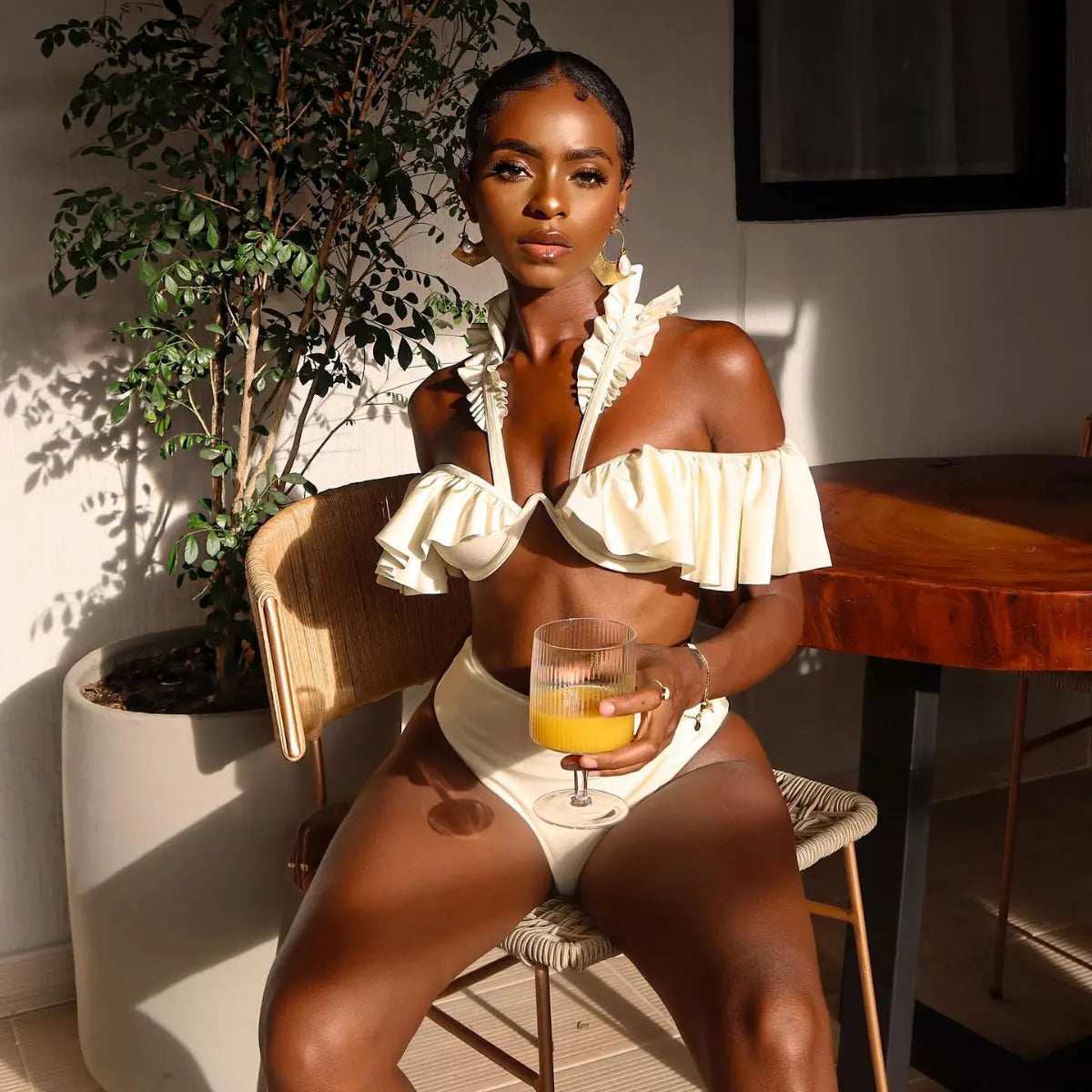 2025 New Sexy Off The Shoulder Solid Swimwear Women One Piece Swimsuit Female Bathing Suit Ruffle Monokini Swim Wear XL