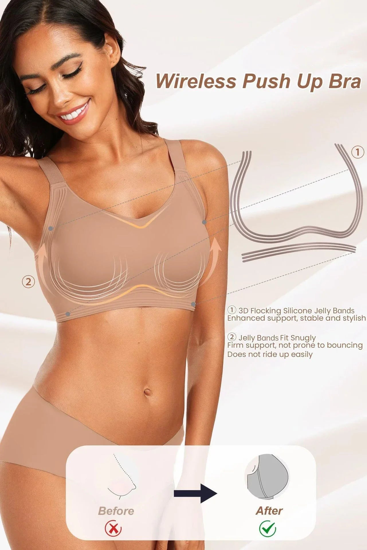 Women's Wire-free Seamless Bra Solid Color Full Cup Thin Molding Underwear Seamless Push-up Comfortable Underwear