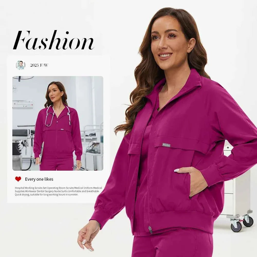 Niaahinn Long Sleeve Nursing Scrubs Jacket