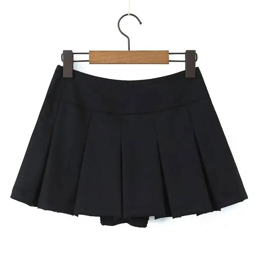 2026 Spring/summer New High Waisted Pleated Skirt Women's Spicy Girl Solid Color Slim A-line Wrap Hip Short Skirt A45S