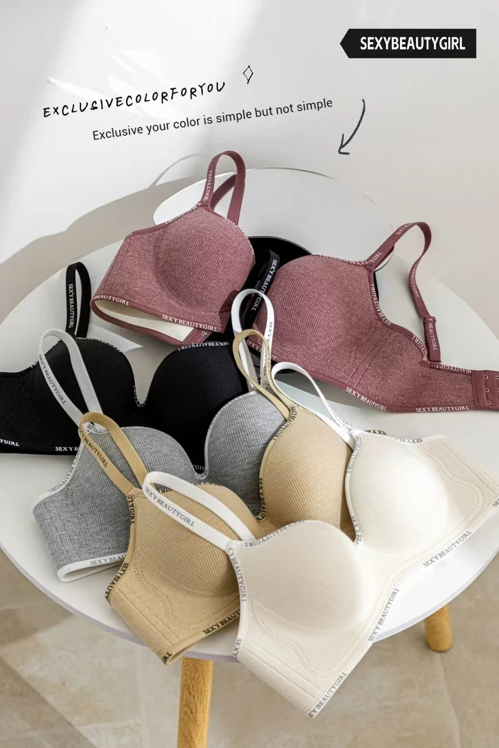 Deep V Knitting Bra Women's Underwear Small Chest Sexy Push Up Lingerie Seamless Bra for Women Bra Thick Bralette 32-38AB