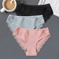 New 3Pcs/set Women's Cotton Panties M-2XL Women Patchwork Lace Underwear Sexy Low Waist Briefs Ladies Comfortable Underpants