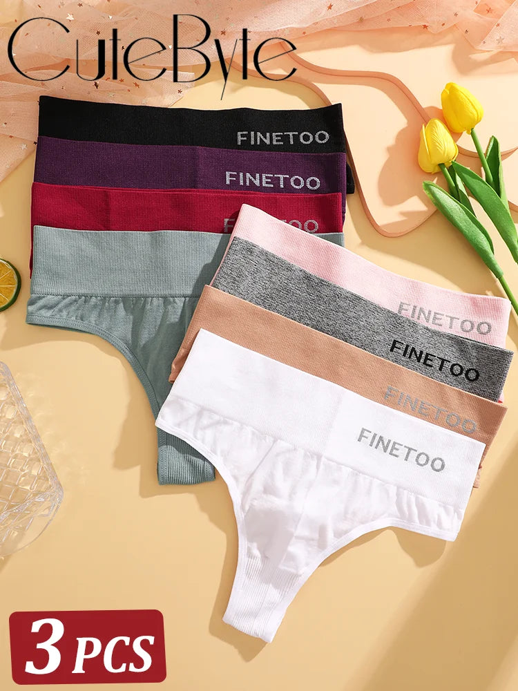3Pcs M-2XL Seamless Thongs Women High Waist G-string Ladies Comfortable Bikini Panties Thong Underpants Girls Underwear Lingerie