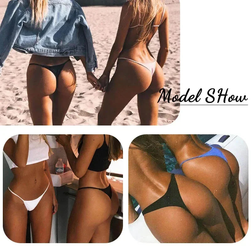 New 3PCS/Set Cotton Bikini Panties Women Sexy Solid Color Low Waist Thongs Female Breathable G-String Underwear Comfort Lingerie