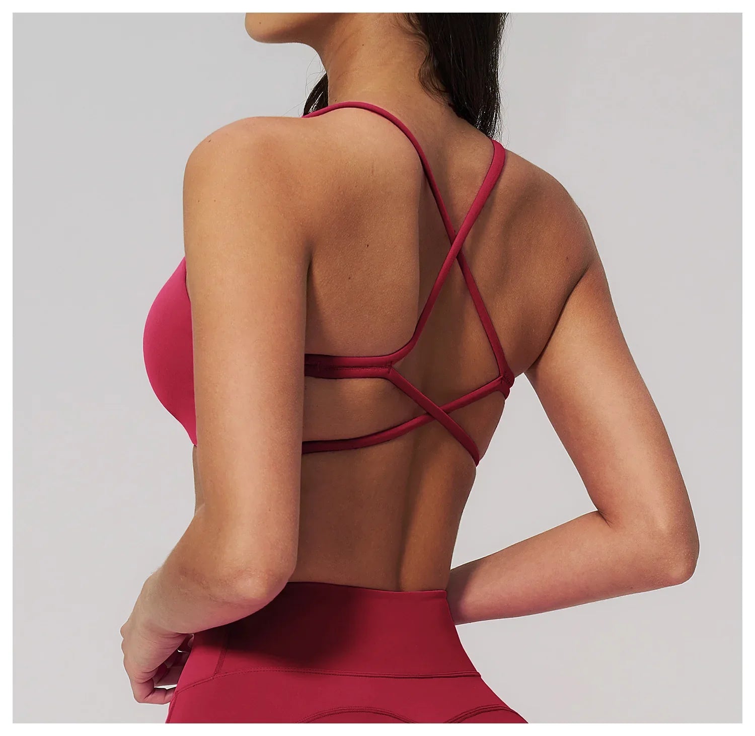 Summer U-Shaped Multi-Strap Cross Back Women Pilates Fitness Sports Bra Top Gym Yoga Athletic Tight Workout Jog With Chest Pad