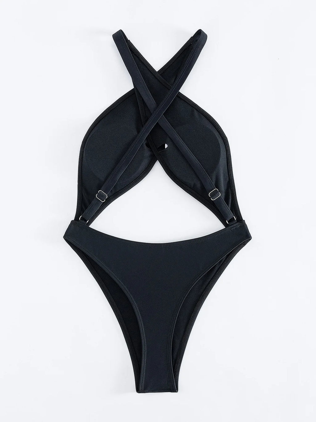 Sexy Black Red One Piece Swimsuit Women Halter Cross Hollow Out Bikini 2025 Beach Bathing Suit Backless Bandage Thong Swimwear