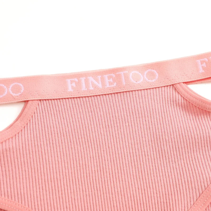 3Pcs Sexy Cotton Double Letter Belt Briefs Women's Panties Hollow Out Intimate Underpants Solid Color Fashion Underwear S-XL