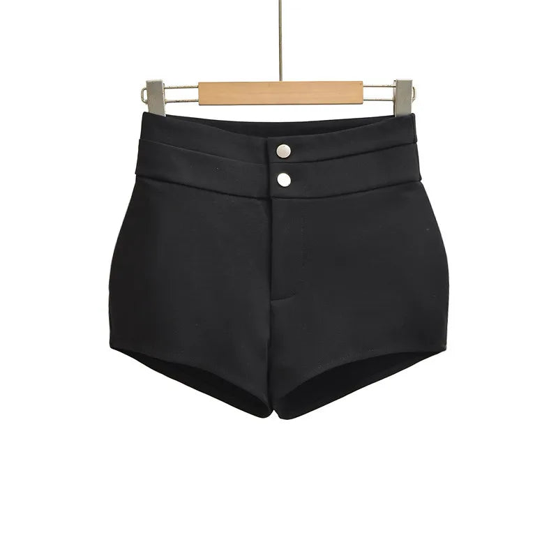 New American Style Solid Color Basic Hot Girl Sexy Hip-enhancing High-waisted Bodycon Shorts For Woman Casual Elegant Y6W8