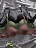 3-Pack of Fashionable Women's Underwear Set Everyday Simple Basic Underwire Bras Supportive and Comfortable Unpadded Women's Bra