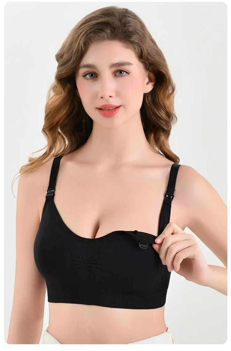 Nursing women's Wire-free Front Buckle Pregnant Bra Plus Size Nursing Adjustable Push-up Bra Underwear Plus Up