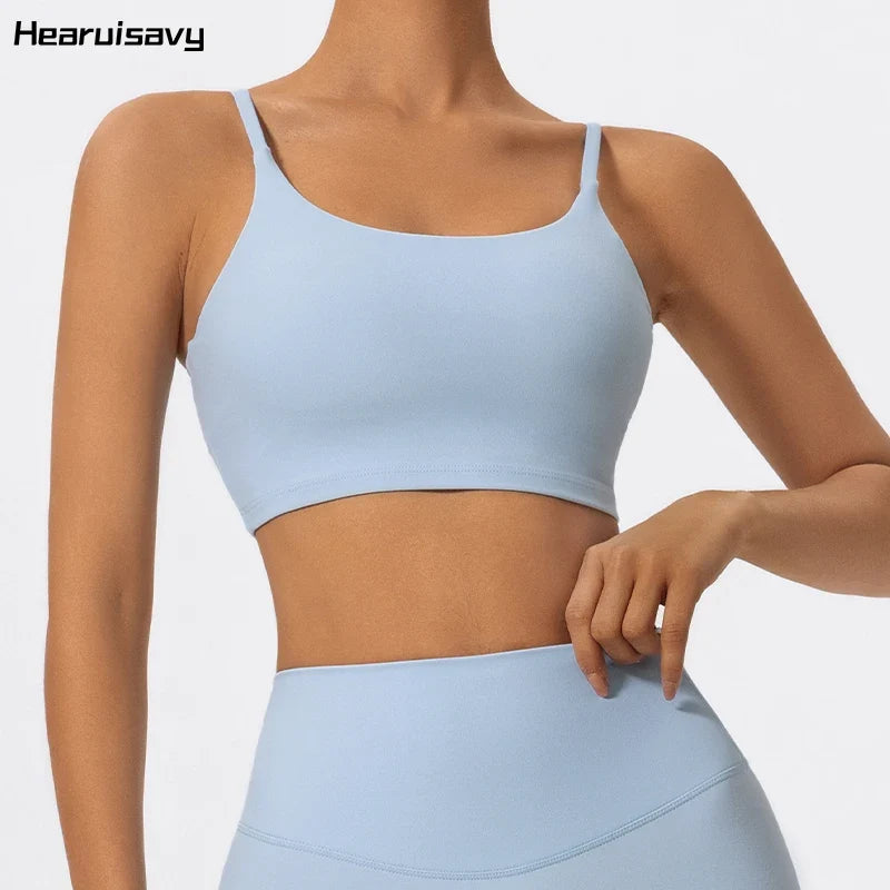 Hearuisavy Summer Ultra-Soft Fabrics Sports Bra Gym Top Women Push Up Workout Quick-Dry Yoga Top Sportswear Fitness Underwear