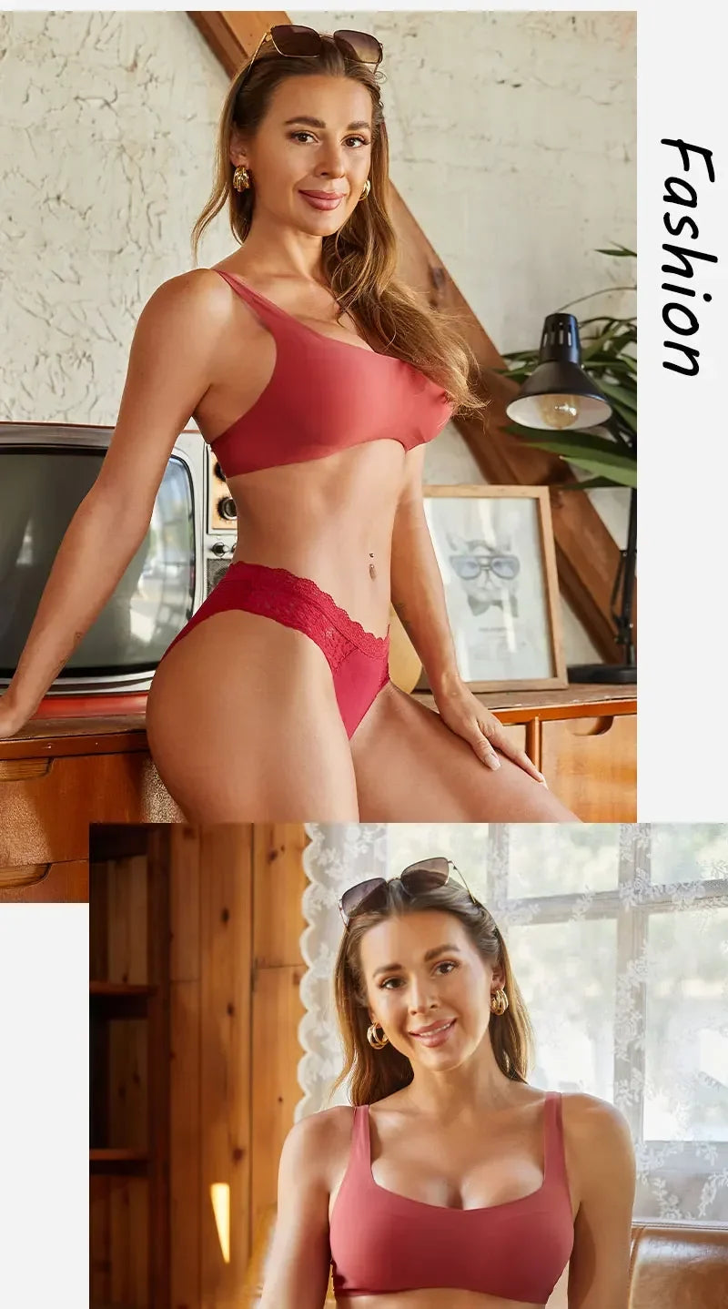 3Pcs/Set Seamless Lace Women Panties Transprant Hollow Out Low Waist Briefs Female Solid Soft Breathable Lingerie Underwear
