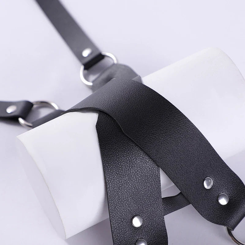 Cosplay Exotic Leather Mask Women Men Games Half Face Mask BDSM Bracelet Adjustable For Couples Bondage Set Adult Toys Supplies