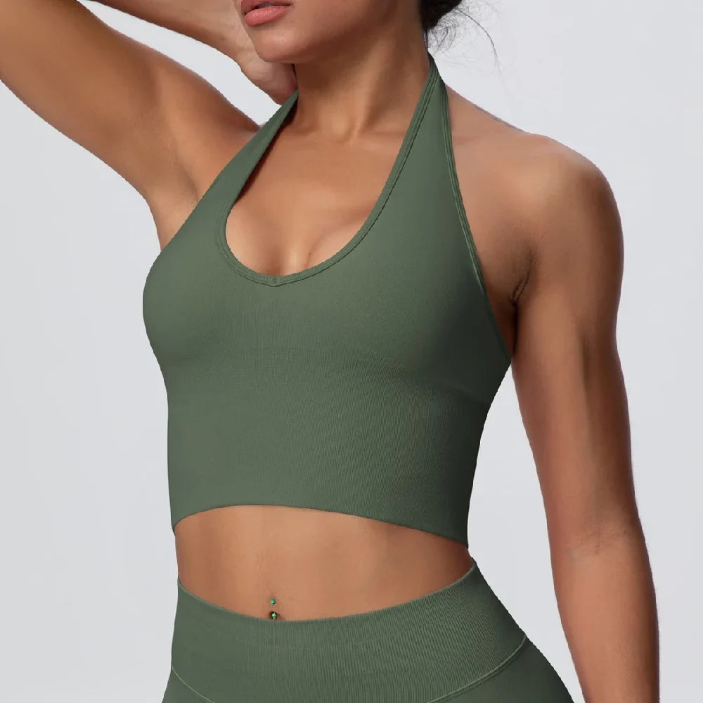 Gym Tops Women Halter Top Gym Vest Woman Sexy Backless Push Up Sport Bras Running Vest Workout Tops Activewear Yoga Fitness Vest